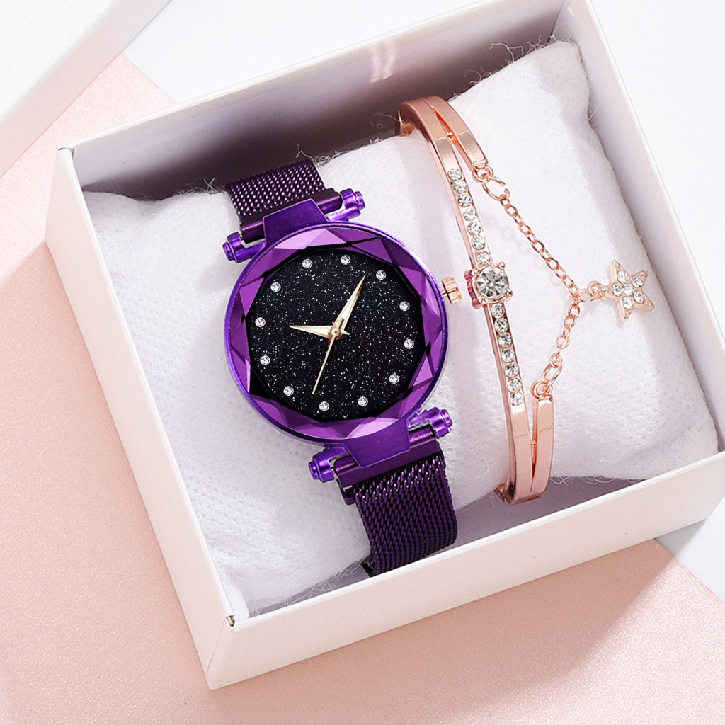 Magnet Foreign Trade Cross-Border Gift Two-Piece Set Bracelet Watch Micro-Business Drainage Rhinestone Women's Quartz Watch