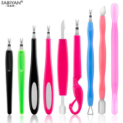 Nail art tools dead skin pick with plastic handle dead skin scraper double-headed small steel push nail art tool nail removal file nail care tool