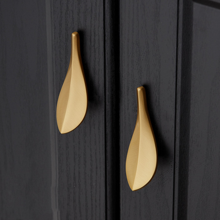 Loquat Leaf Handle Cabinet Door Bathroom Drawer Wardrobe Cabinet Light Luxury Cabinet Handle Wholesale Light Luxury Style Handle