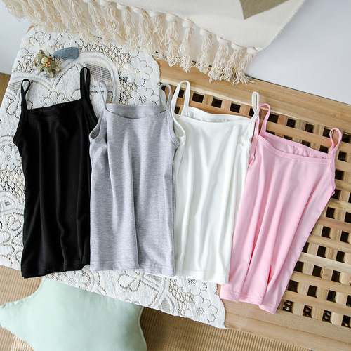 Girls Camisole More Summer Thin Baby Children's Bottoming Underwear Little Girls Undershirt Medium Big Children's White