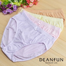 蝶安芬纯色全棉提臀中高腰三角裤纯棉妈妈女士内裤3条袋装