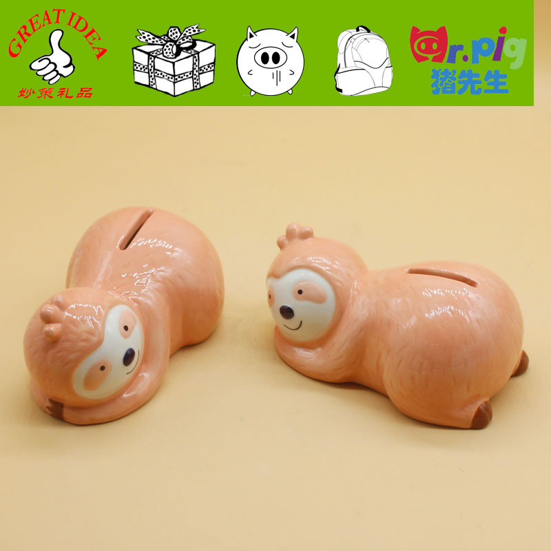 卡通树懒存钱罐陶瓷家居创意工艺摆件儿童可爱小礼品生日礼物批发