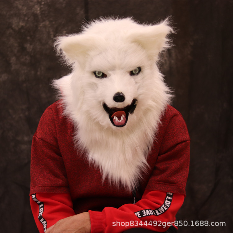 Comercio exterior nuevo animal Fox Hood felpa máscara boca puede abrir bar TikTok Halloween apoyos del funcionamiento