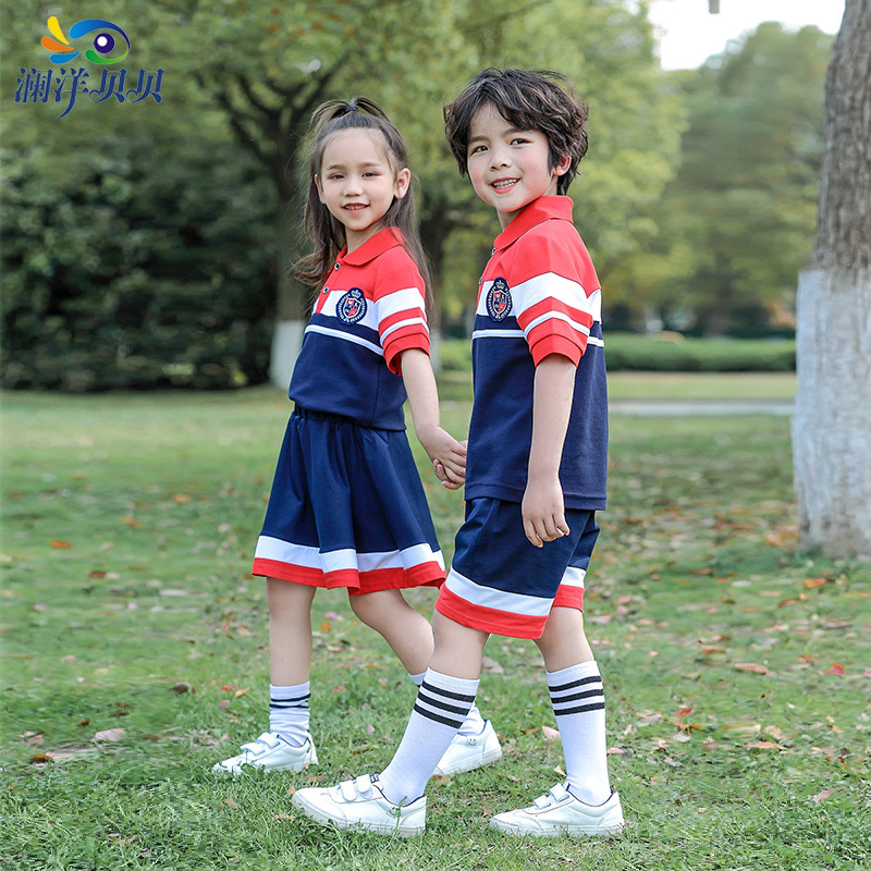 瀾洋貝貝校服套裝小學生校服學院風幼兒園園服夏季高中班服潮批發