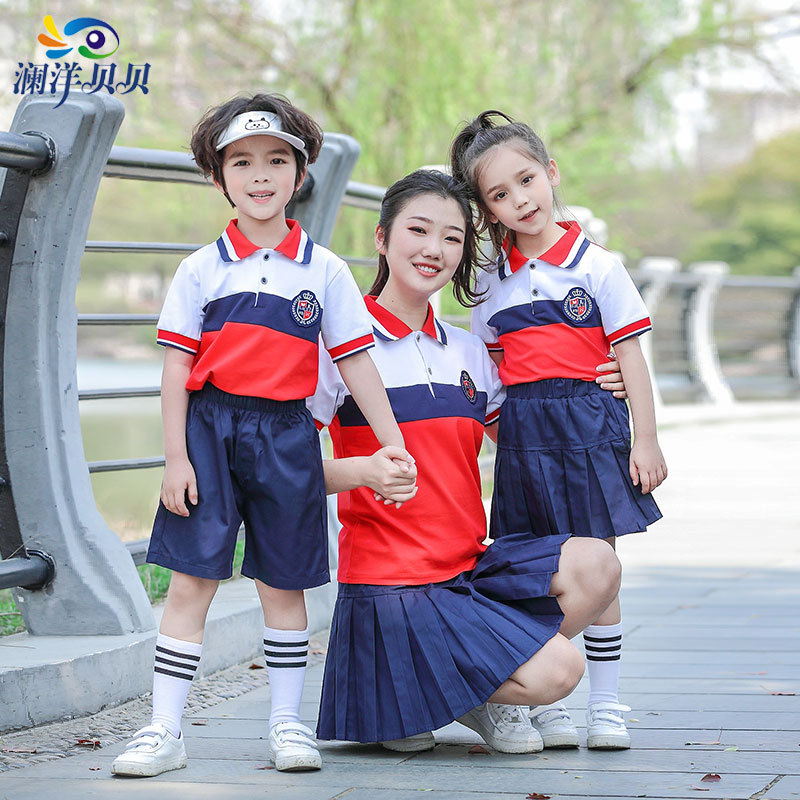 Children's school uniform set primary school uniform summer clothing kindergarten kindergarten uniform sports short sleeve class uniform fashion wholesale