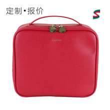 定制PU皮质化妆箱 带镜子补妆包便携皮隔板化装包 定型分隔精油包