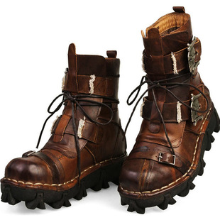 Men's Leather High Top Martin Boots Desert Boots Harley Boots Platform Punk Boots 1809