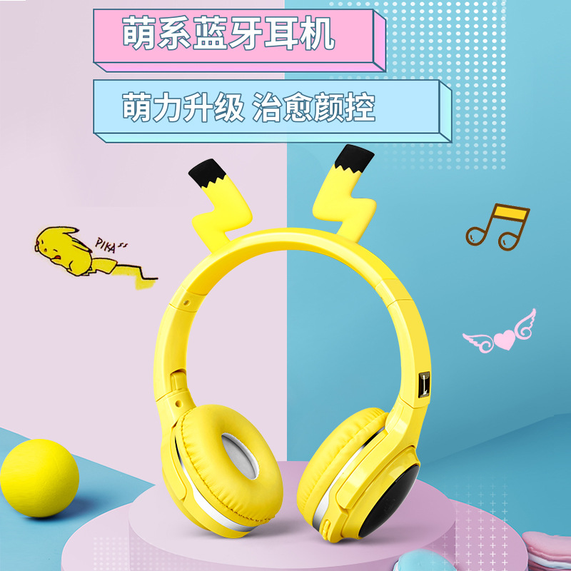 Venta caliente transfronteriza inalámbrico de dibujos animados auriculares Bluetooth Pikachu anime música juego auriculares en vivo online celebridad auriculares