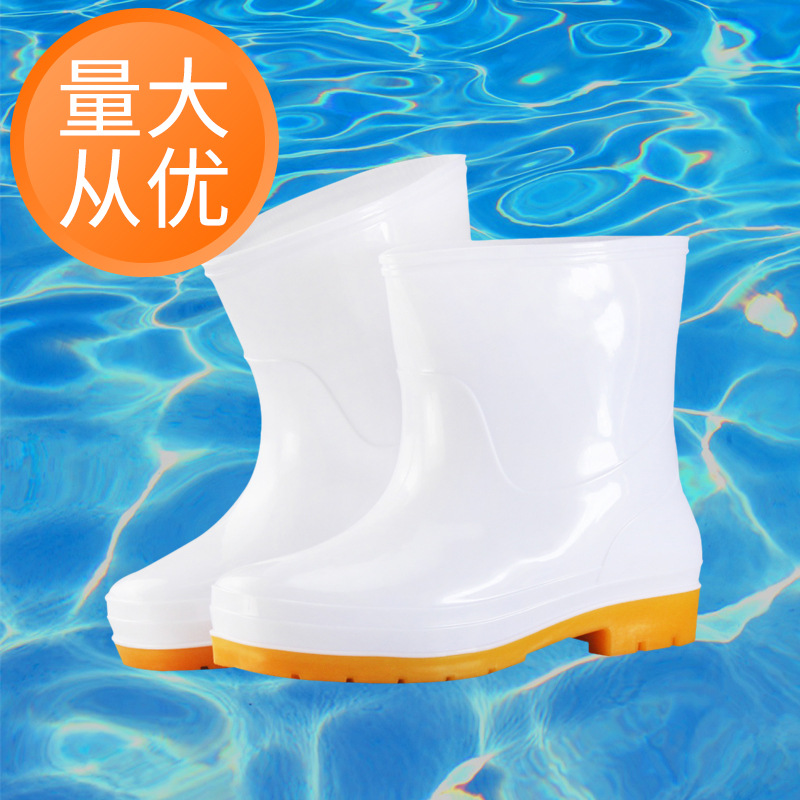 食品工厂水鞋男雨靴防水防滑车间厨房劳保鞋工作鞋女水靴防滑耐磨