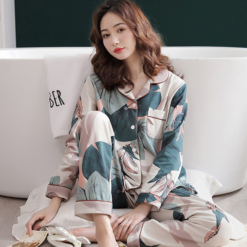 Pijamas de las mujeres de primavera y otoño 100% algodón de manga larga de las mujeres de invierno de estilo coreano prendas de vestir exteriores de algodón de las mujeres de talla grande ropa para el hogar