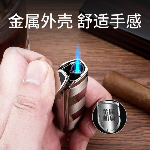 Baicheng Windproof Inflatable Lighter Creative Personality Men's Direct Cigar Electronic Metal Lighter Smoking Accessories Gift Wholesale