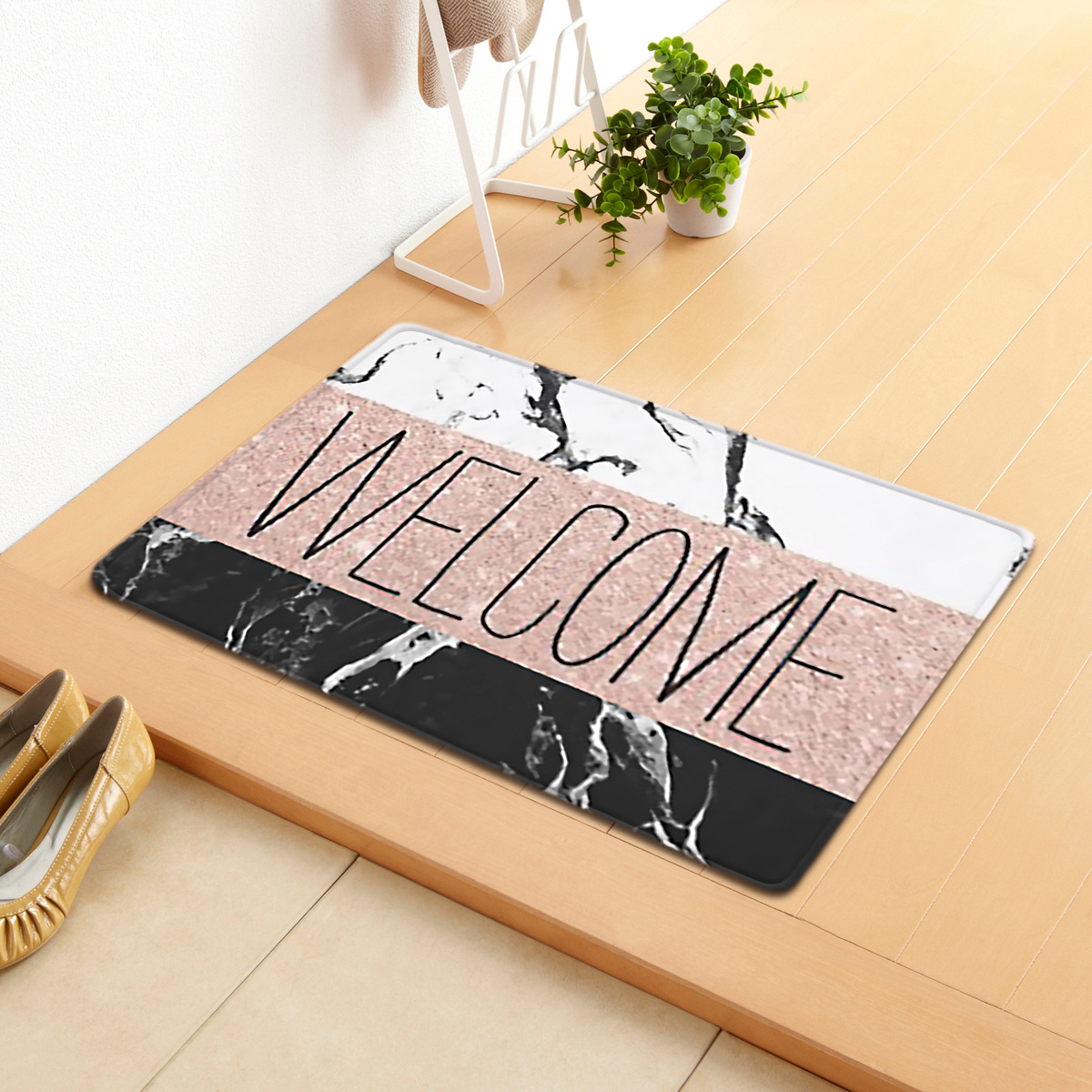 Entrada de bienvenida pequeña alfombra de piso transfronterizo absorbente antideslizante alfombra de piso baño dormitorio sala de estar puerta alfombra de bienvenida