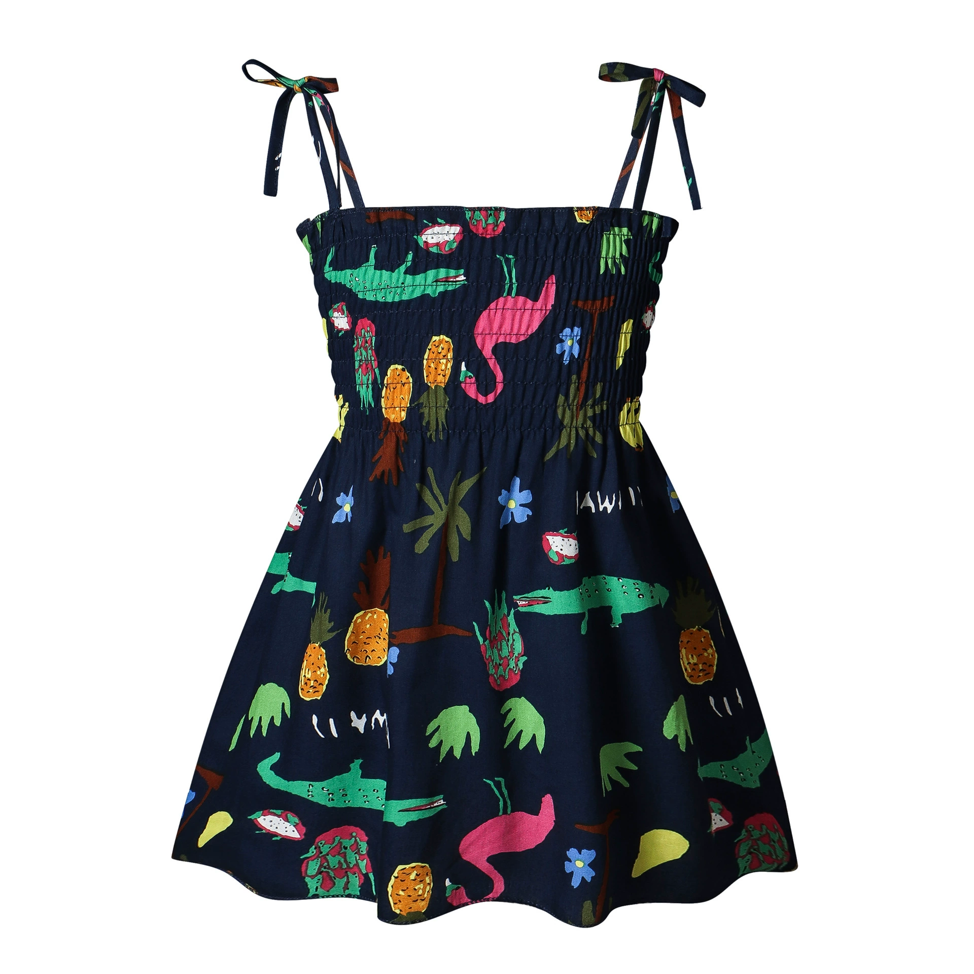Girls' Summer Princess Slip Dress, Floral & Cherry Prints, Sizes for 90–130 cm