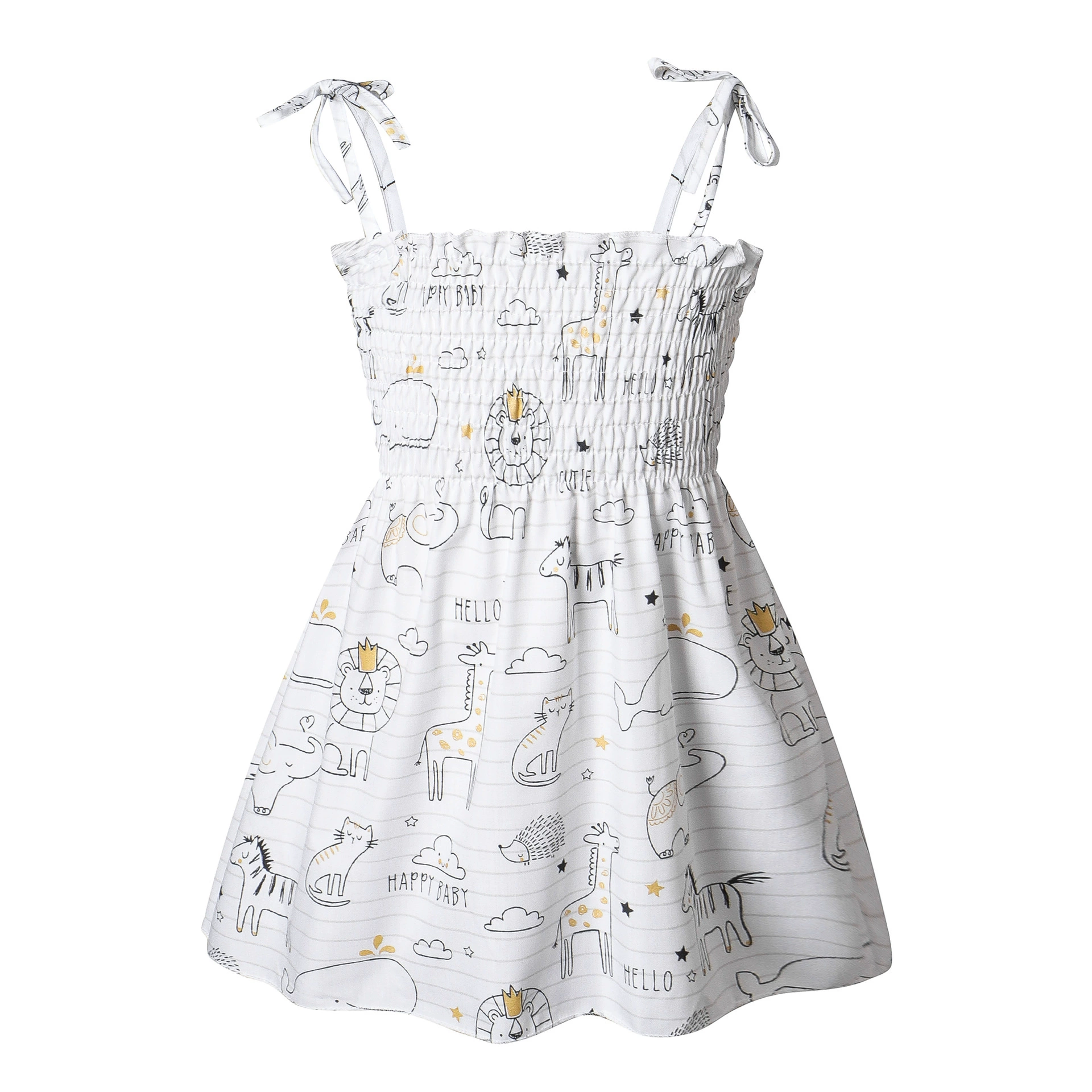 Girls' Summer Princess Slip Dress, Floral & Cherry Prints, Sizes for 90–130 cm