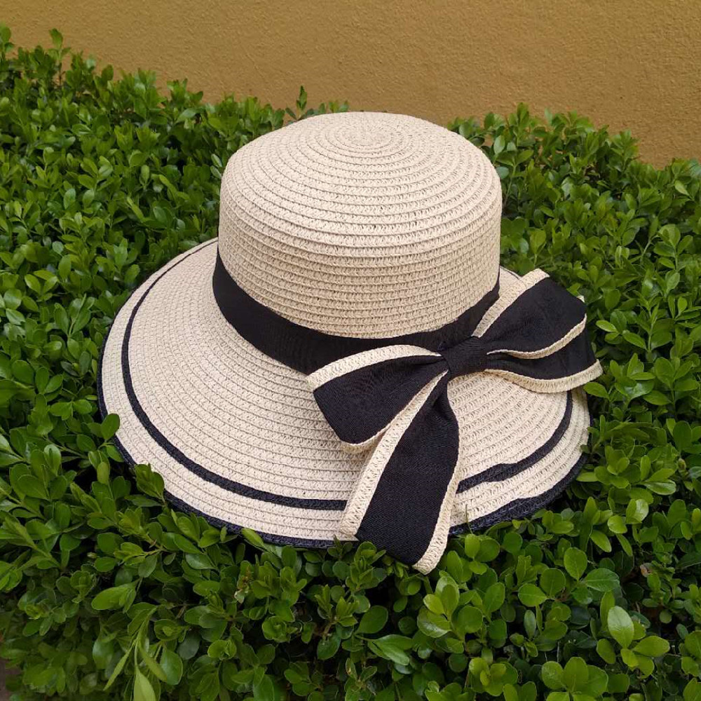 Verano de las mujeres estilo coreano sombrero de ala grande viajes al aire libre vacaciones protección solar sombra sombrero de paja arco plegable sombrero de playa