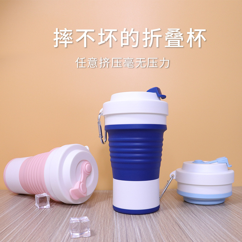 Vaso de agua de silicona de gran capacidad de 750 ml, vaso retráctil de grado alimenticio para café y té con leche, vaso de agua portátil creativo para exteriores, venta al por mayor