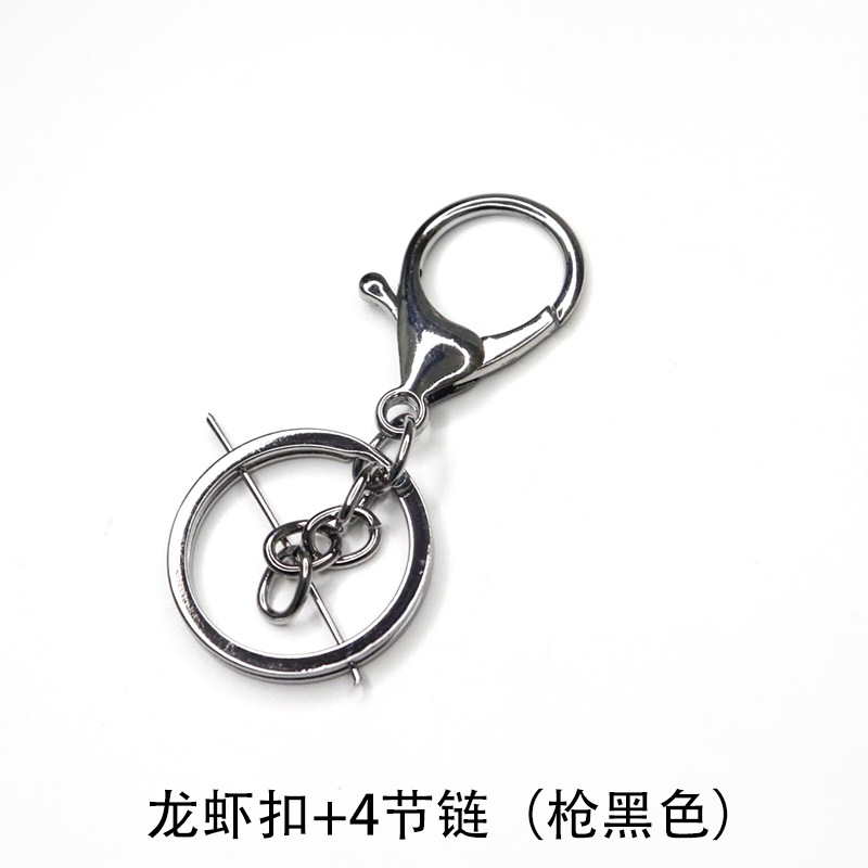 Fábrica al por mayor llavero anillo cadena colgante de metal hebilla de langosta conjunto de tres piezas protección de color plateado accesorios de joyería DIY