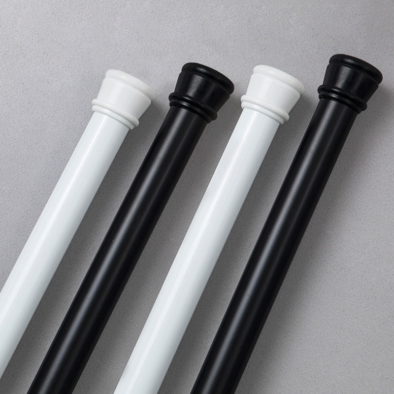 Punch-free black and white rod bathroom shower curtain rod clothes drying Rod adjustable curtain rod wardrobe strut in stock wholesale