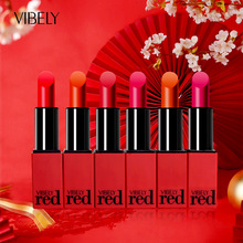 VIBELY红唇化妆品蜜语哑光雾面口红999正红色中国10色国货彩妆