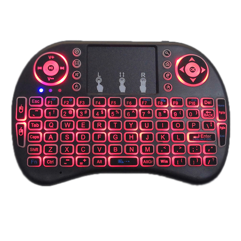 Cross-border I8 mini teclado inalámbrico 2,4g ratón grande touch pad ordenador Android set-top box batería de litio de control remoto de luz de fondo