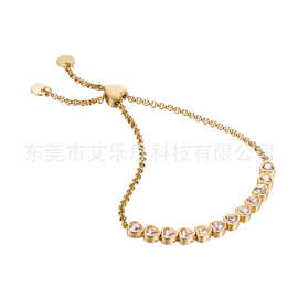 厂家直销时尚百搭优雅韩版甜美气质个性心型手链镶钻流行爆款首饰