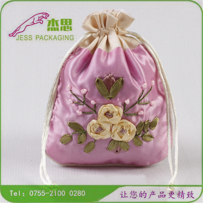 设计新款立体绸缎 布绣花 珠宝束口袋 香包 佛珠手镯玉器手串文玩