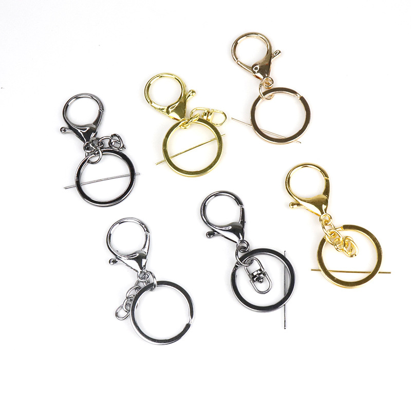 Fábrica al por mayor llavero anillo cadena colgante de metal hebilla de langosta conjunto de tres piezas protección de color plateado accesorios de joyería DIY