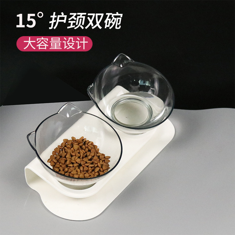 Suministro directo de fábrica nuevo gato cara doble tazón antideslizante desmontable oblicua boca gato tazón de mascotas tazón portátil perro tazón gato tazón