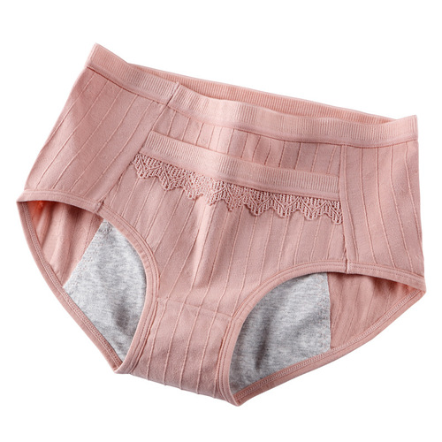 Pure cotton underwear women's mid-waist warm menstrual period leak-proof menstrual pants palace girl pocket arm lift large size women's briefs