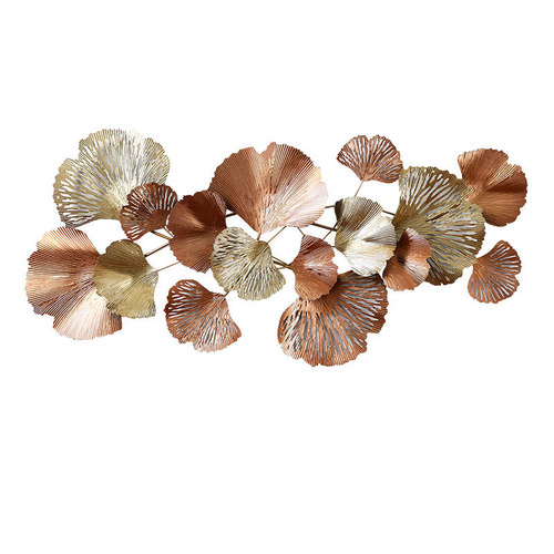 Disassembly and assembly of new Chinese style iron art ginkgo leaf light luxury living room background wall hanging bedroom wall hanging modern three-dimensional pendant