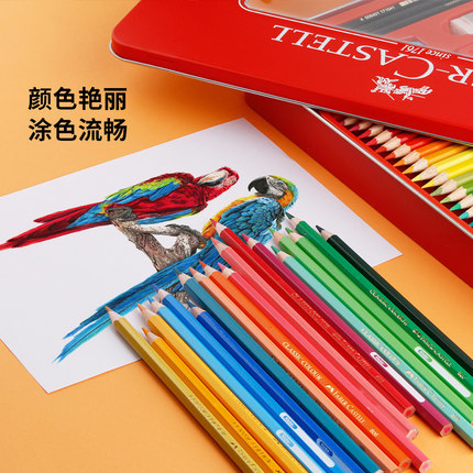 Alemán Faber-Jia 72 color 100 color Castillo de color aceitoso lápiz profesional cepillo pintura a mano rojo caja de hierro traje