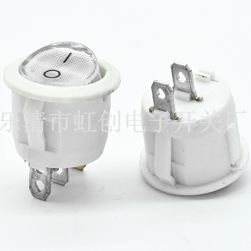 开孔20 圆形 白色 圆形 2脚2档 透明白盖 不带灯 船型开关