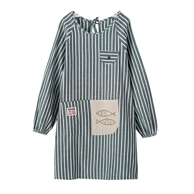 Apron adult long-sleeved apron for women polyester cotton kitchen sleeve household waterproof oilproof whole body housework cooking reverse wear