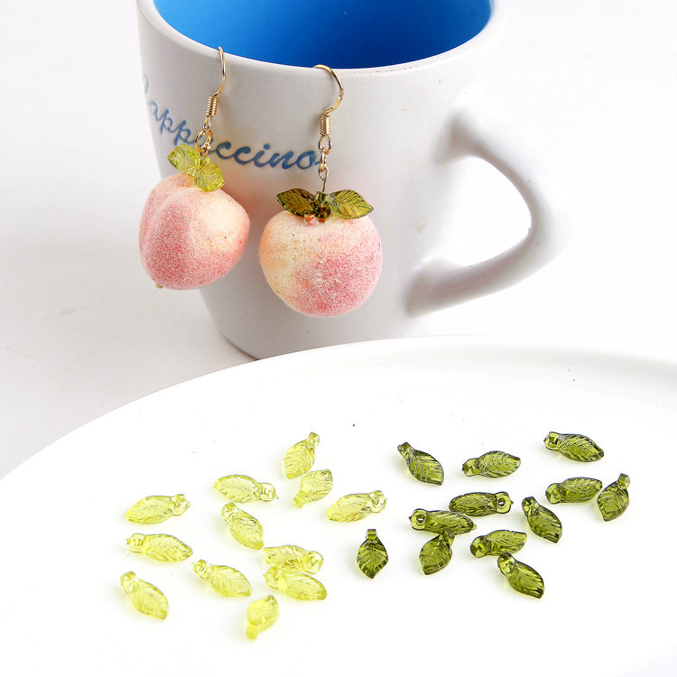 10 piezas estilo japonés todo fósforo verde transparente pequeña hoja acrílico joyería hecha a mano pendientes accesorios material
