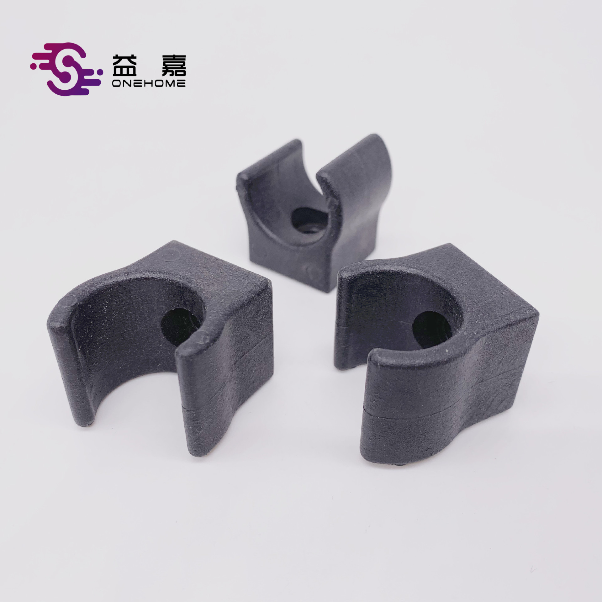 带孔C型脚垫斜角7分 家居22特殊C型脚 开口脚 环保圆管螺丝孔胶垫