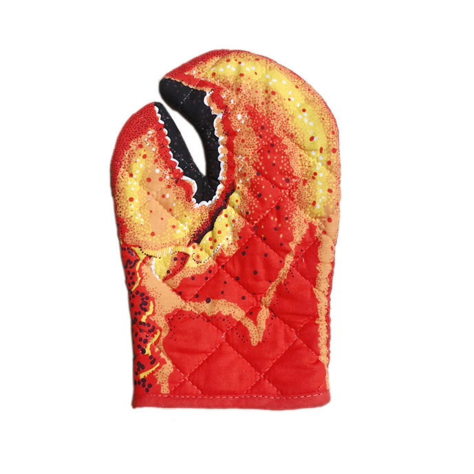 Alicates de cangrejo al por mayor un par de guantes de algodón puro guantes de horno de microondas de comercio exterior anti-escaldado hornear guantes de aislamiento térmico