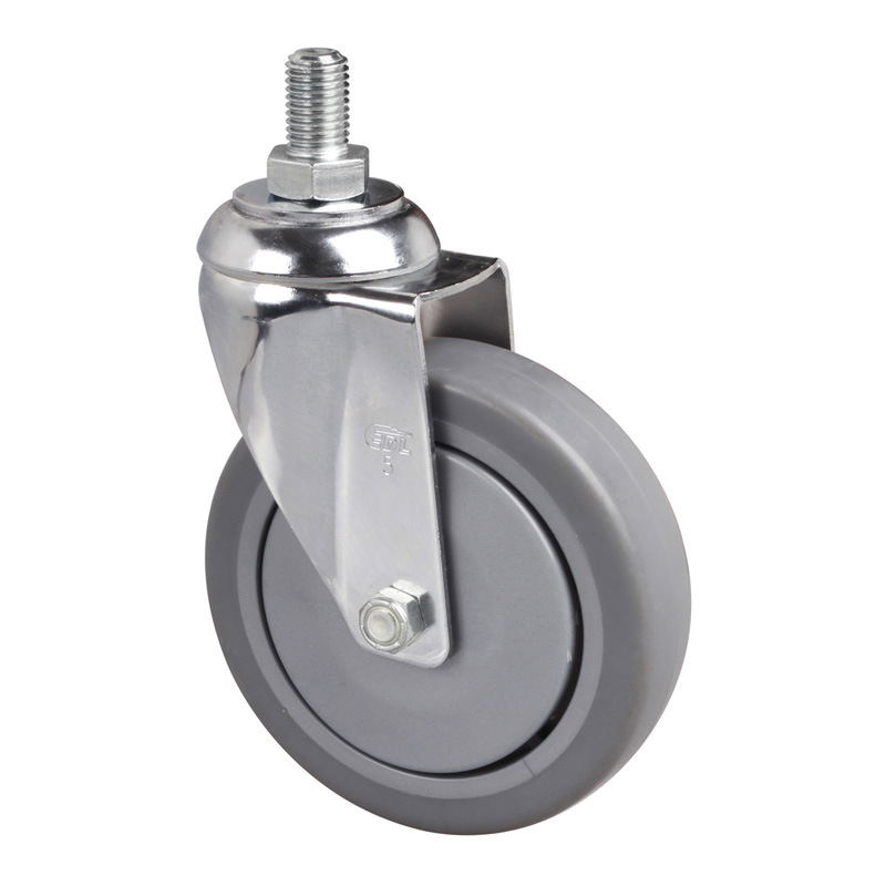 Rueda Cromada Giratoria con Rosca y Freno 3, 4, 5 y 6 Pulgadas 572-57 de Goma TPE para Carritos