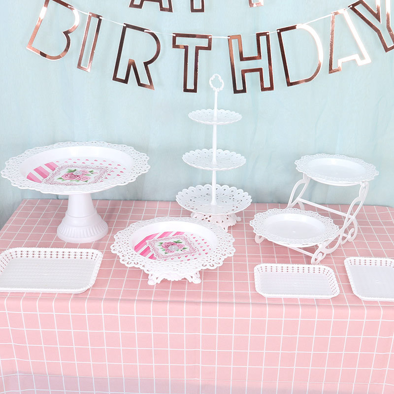 Estilo europeo de tres capas bandeja de la torta merienda estante plato de fruta cumpleaños decoración del partido suministros boda postre Mesa estante de la torta