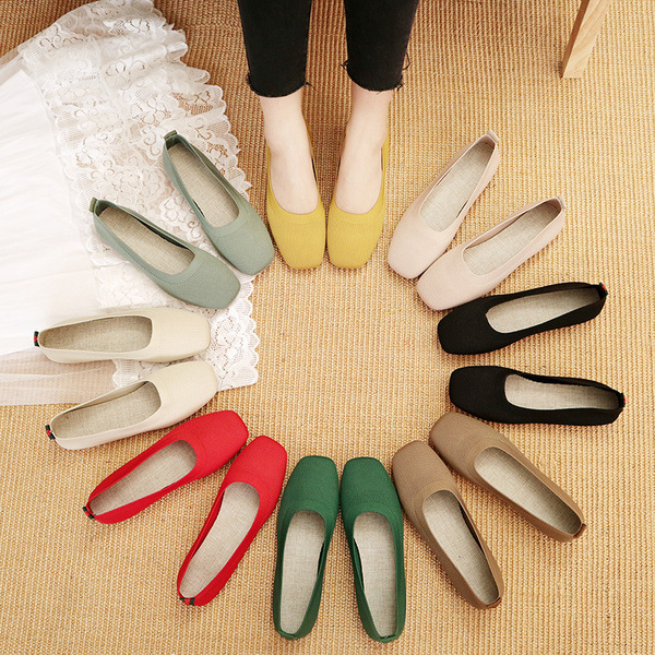 Knitted casual shoes flat