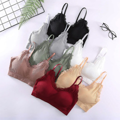New Summer Girl Bear First Generation Lace Backless Bra Seamless One-Piece Halter Bra Nipple Cover