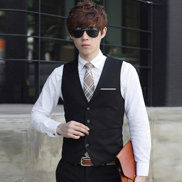 Upgraded Foreign Trade Cross-border 2022 Men's Suit Vest Men's Shoulder Waistcoat Men's Casual Business Men's Men's Vest Men's
