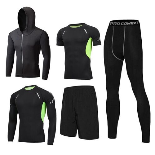 Source manufacturer, fitness clothing suit, five-piece suit for men, quick-drying tights, running sports suit, one piece drop shipping