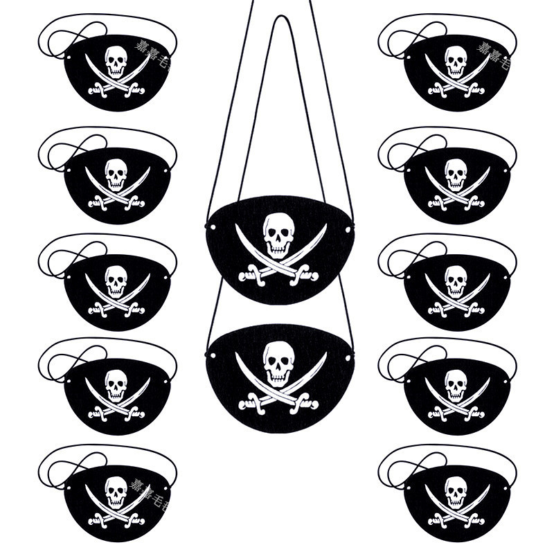 Felt Pirate Eye Mask One-Eyed Skull Eye Mask Halloween Dress Up Performance Props Fancy Dress Up Mask