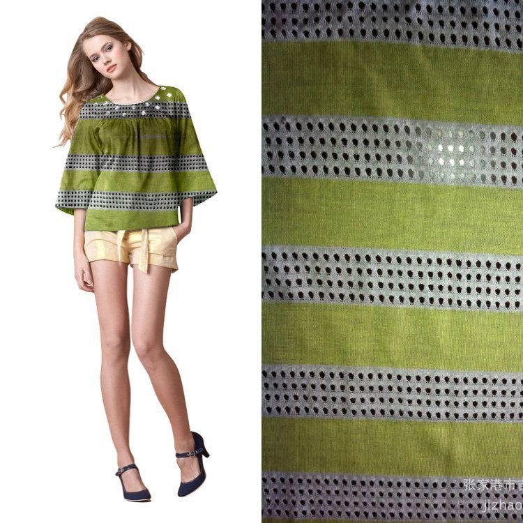 厂家供应彩条提花网布面料 针织网布面料服装布料批发