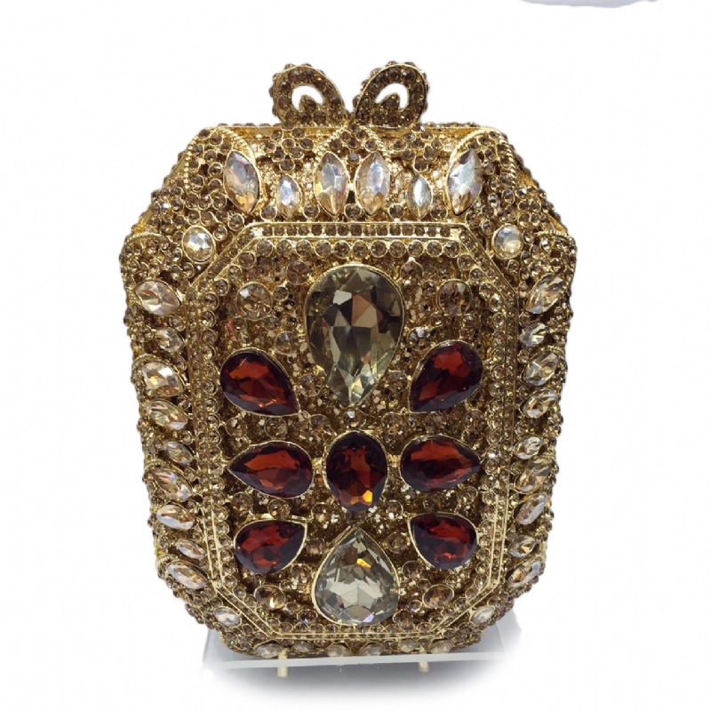 * Bolsa de diamantes AliExpress transfronteriza bolsa de diamantes metálica hueca bolsa de cena vestido de fiesta de damas bolsa de diamantes de oro