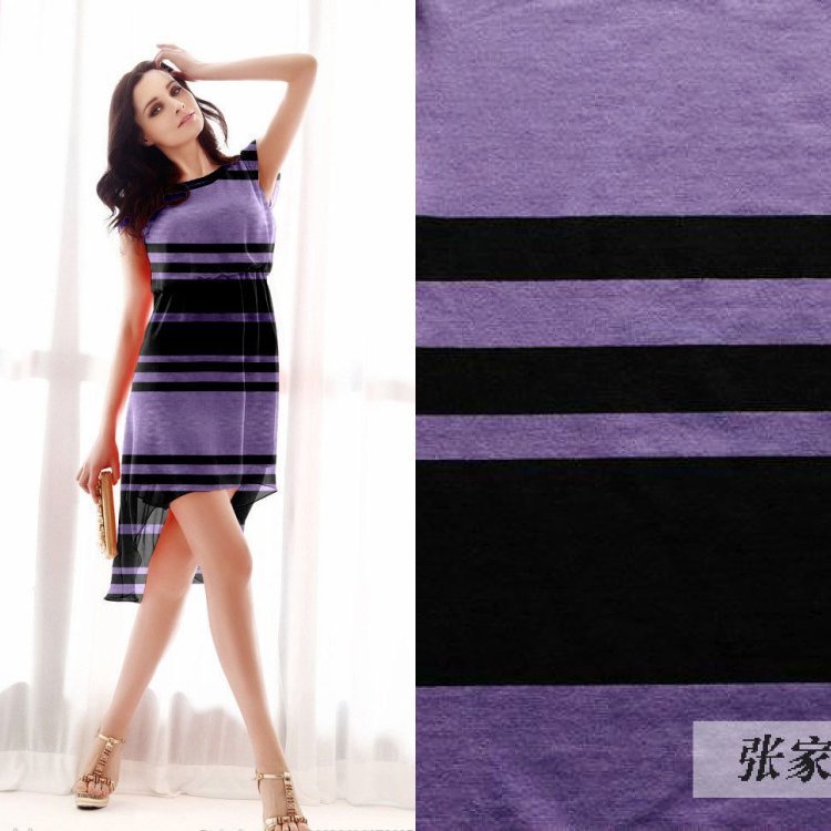 厂家供应贴身柔软混纺32S彩条弹力莫代尔汗布T恤面料棉色织