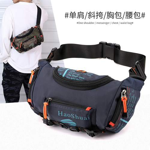 New multifunctional outdoor waist bag, sports men's shoulder crossbody bag, waterproof chest bag, cycling and mountaineering large capacity waist bag