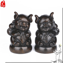 爆款 越南沉香木皮黑 福财猪 可迷你小猪工艺品摆件一件代发