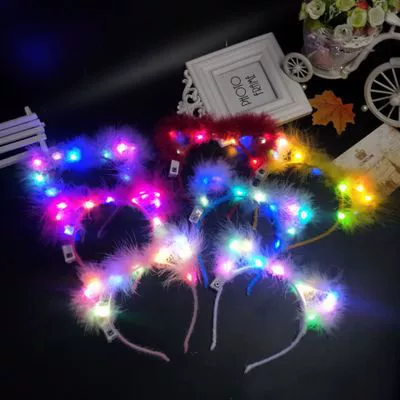 Сияющее золотое шелковое цветочное кольцо с LED освещением головные украшения для волос с вспышкой, обруч, ротанговая лента туристическая достопримечательность, оптовая горячая продажа
