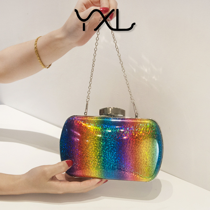 Verano versátil Arco Iris color noche bolsa láser pu embrague gradiente Color Mujer bolsa fábrica al por mayor bolso de las mujeres